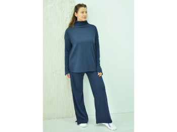 Костюм женский, джемпер оверсайз+брюки палаццо L-XL, dark синие, Vivioji