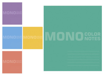 Зошит Mono Color Notes, 36 аркушів, у клітинку, ВД-лак, 5 видів (ціна за 1шт),Школярик