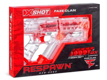 Быстрострельный бластер игрушечный X-SHOT Chaos FAZE Respawn 12 шариков. Zuru 36499