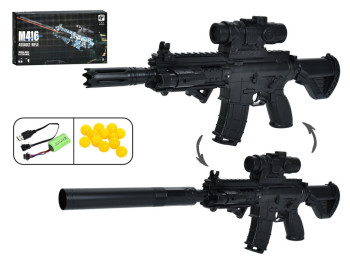 Игрушечный автомат M416 с пластиковыми шарами, прицелом и аккумулятором, 62 см