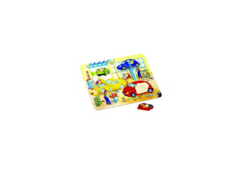 Деревяння игрушка вкладыш Автомастерская. Hongji Toys HJ98187A