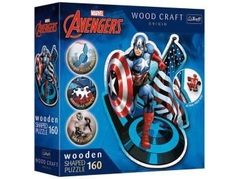 Пазли фігурні з дерева Месники - Капітан Америка. 160 елементів. Trefl 20194