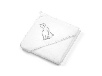 Полотенце велюровое с капюшоном белое Кролик 100х100 см. BabyOno 540/01