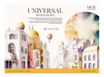 Блок для малювання склейка для змішаних технік Universal, дрібнозернистий, 12 аркушів