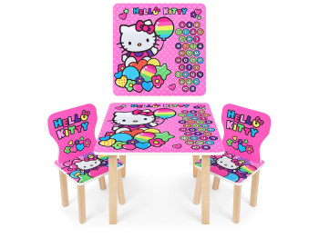 Детский столик деревянный со стульчиками Hello Kitty. Bambi 506-49