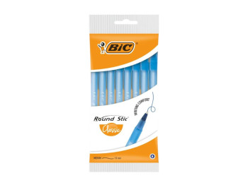 Ручки кулькові BIC Round Stic 1 мм сині, набір 8 шт у блістері, bc928497, BIC