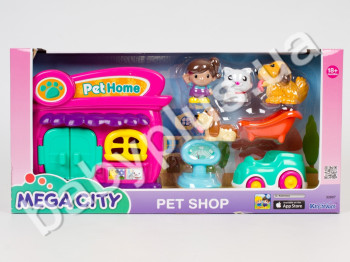 Домик для животных, фигурки 4шт, машинка, в кор-ке 