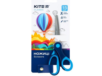 Ножницы детские Classic, 15 см, синие, с резиновыми вставками, Kite