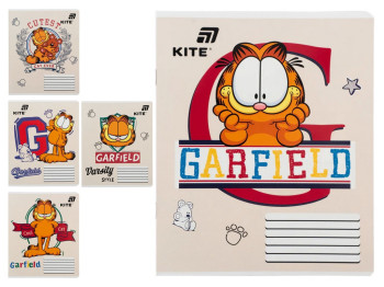 Зошит шкільний Kite Garfield, 18 аркушів, клітинка, 5 видів(ціна за 1шт), Kite