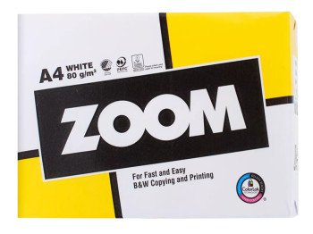 Бумага офисная Zoom для принтера А4 500 л. пл. 80 г. (желтая упаковка)