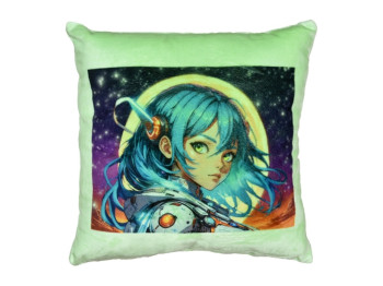 Подушка декоративная с принтом Anime девушка в художественном мире, 35x35 см, плюш, Strateg