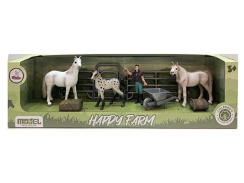 Набор фигурок ферма XTY-908 13,5 см, животные 3 шт., с тележкой и забором