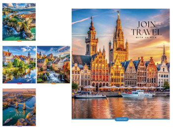 Зошит у клітинку Join Travel, 60 аркушів, УФ-лак, 5 видів, Школярик 060-3680K (ціна за 1шт)