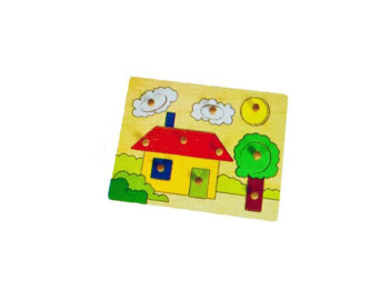 Дерев'яна іграшка вкладиш Будиночок. Hongji Toys WKP1