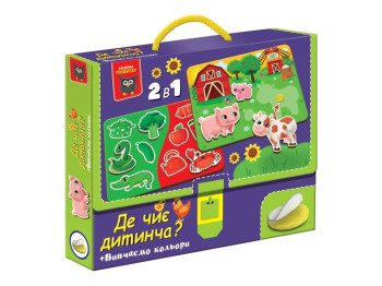 Гра розвиваюча з липучками. Де чиє дитинча? Вивчаємо кольори. Vladi Toys VT1310-05 Уцінка