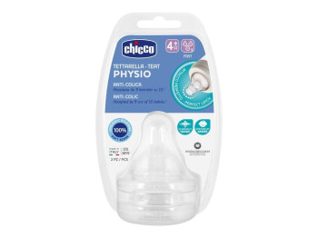 Соска Physio, силиконовая, быстрый поток, 4м+, 2 шт, Chicco