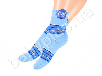 Шкарпетки, розмір 20-22, зимові блакитні. Внутрішній плюш, обємний малюнок. ТМ Duna