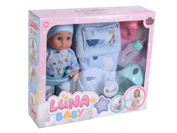 Пупс функциональный Luna Baby AKG-0066, 30 см, с аксессуарами по уходу
