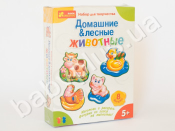 Набір для творчості, Магніти з гіпсу Домашні та лісові тварини, Ranok Creative