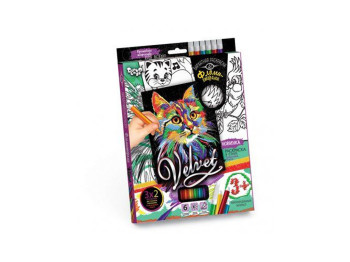 Творчий набір „Оксамитова розмальовка VELVET”, з фломастерами, від 3 років, Danko Toys