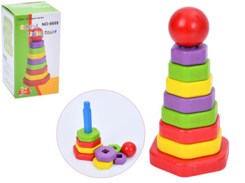 Деревянная игрушка пирамидка 17 см. MD 0865 