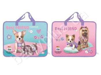 Папка пластиковая А4с текстильными ручками, BEST FRIEND, KIDIS 7474