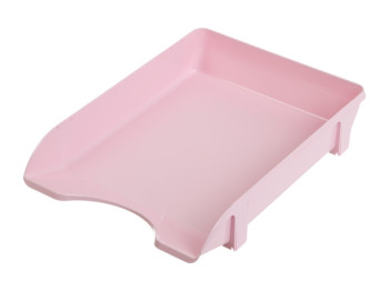 Лоток пластиковый глянцевый Pastel, розовый горизонтальный для бумаг А4