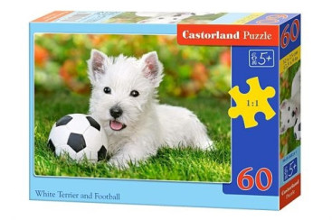 Пазли Білий щеня з м'ячем, 60 елементів, Castorland