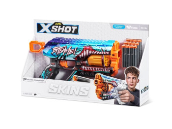 Быстрострельный игрушечный бластер X-SHOT Skins Griefer Shark Thrasher 12 патронов. Zuru 36561В