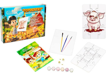 Деревʼяний пазл-розмальовка Поросятко, PuzzleOk