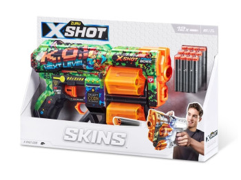 Быстрострельный игрушечный бластер X-SHOT Skins Dread К.О. 12 патронов. Zuru 36517B