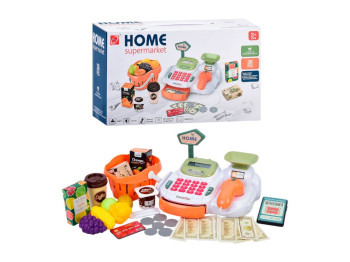 Игрушечный кассовый аппарат калькулятор-сканер с весами 22 см, со звуком, светом и продуктами