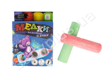Крейда для малювання на асфальті велика 4 шт, Danko Toys