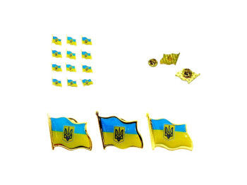 Металлический флаг Украины с гербом, микс дизайнов (цена за 1шт)