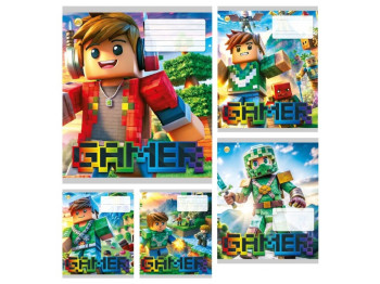 Зошит шкільний у клітинку Gamer, 18 аркушів, Тетрада ТА61201, ціна за упаковку 20шт