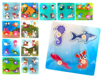 Деревянная игрушка рамка-вкладыш с ручкой, 15×15 см, 4 фигуры, микс видов (цена за 1 шт)