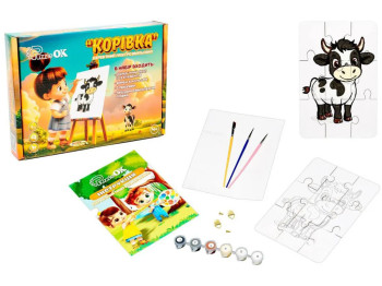 Деревʼяний пазл-розмальовка Корівка, PuzzleOk