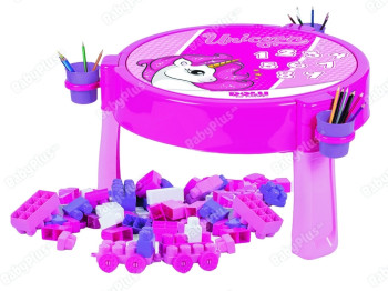 Столик з набором 100 деталей Єдиноріг, DOLU Toy Factory