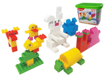 Конструктор блочний Звірята, 266 елементів, у пластиковому боксі, Doloni Toys