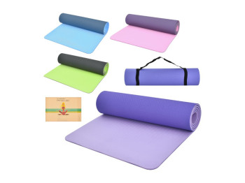 Коврик для йоги двухсторонний MS 0613-23, 183 см, толщина 0,8 см, ремешок, BabyToys