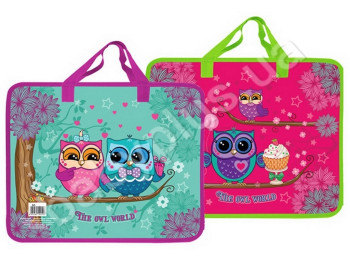 Папка пластиковая с текстильными ручками KIDIS, CUTE LITTLE, OWL, 7153