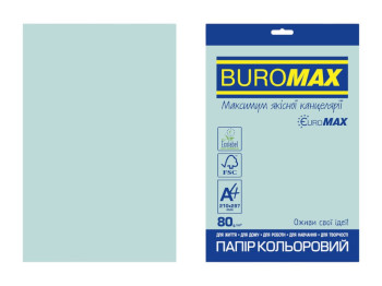 Цветная бумага BUROMAX EUROMAX PASTEL, A4, голубая, 80 г/м², 20 листов
