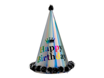 Колпак галографический "Happy Birthday" 9093-005, черный