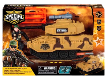 Игрушечный военный танк со стрельбой, с фигуркой