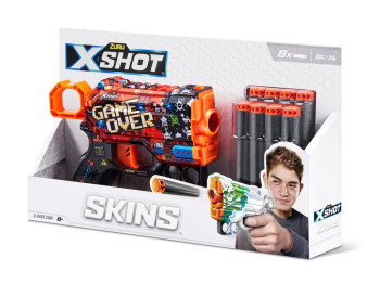 Швидкострільний бластер іграшковий X-SHOT Skins Menace Game Over 8 патронів. Zuru 36515B
