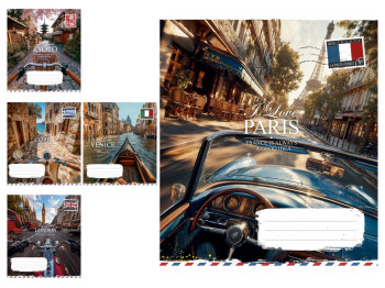 Зошит у лінію I love Paris 036-3615L, 36 аркушів, ВД-лак,  видів (ціна за 1 шт),  Школярик