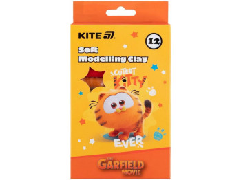 Пластилін восковий 12 кольорів, Garfield THEATRICAL, Kite GF25-086
