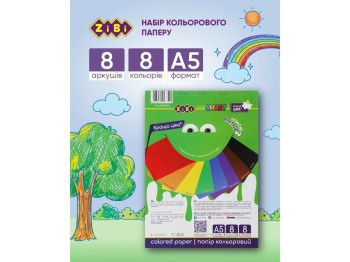 Бумага цветная газетная А5, 8 листов, 8 цветов