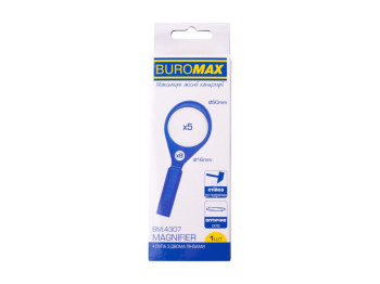 Лупа BUROMAX з 2-ма лінзами (5x/8x), оптичне скло, синя