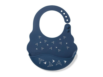 Нагрудник мягкий с регулируемой застежкой черный Самолетики. BabyOno 829-07